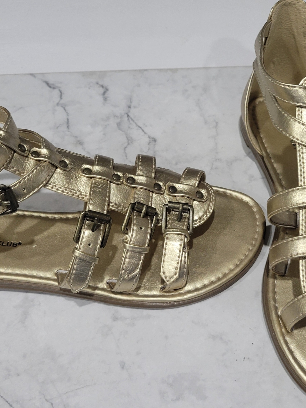 Gold Metallic Gladiator Sandals for Women